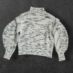 Varley Belgrave Sweater Women's Sz M Balloon Sleeve Dalmatian Knit Marbled
